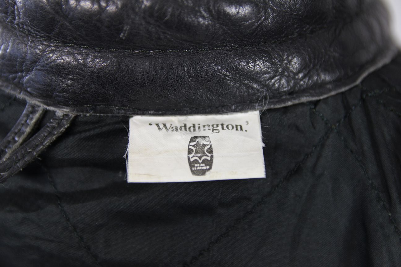 CLASSIC WADDINGTON BLACK LEATHER BIKER JACKET 38 INCH CHEST