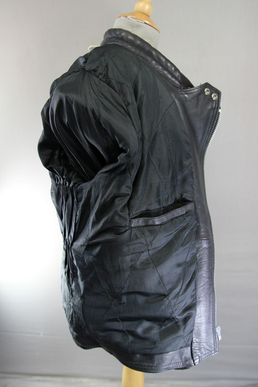 CLASSIC WADDINGTON BLACK LEATHER BIKER JACKET 38 INCH CHEST
