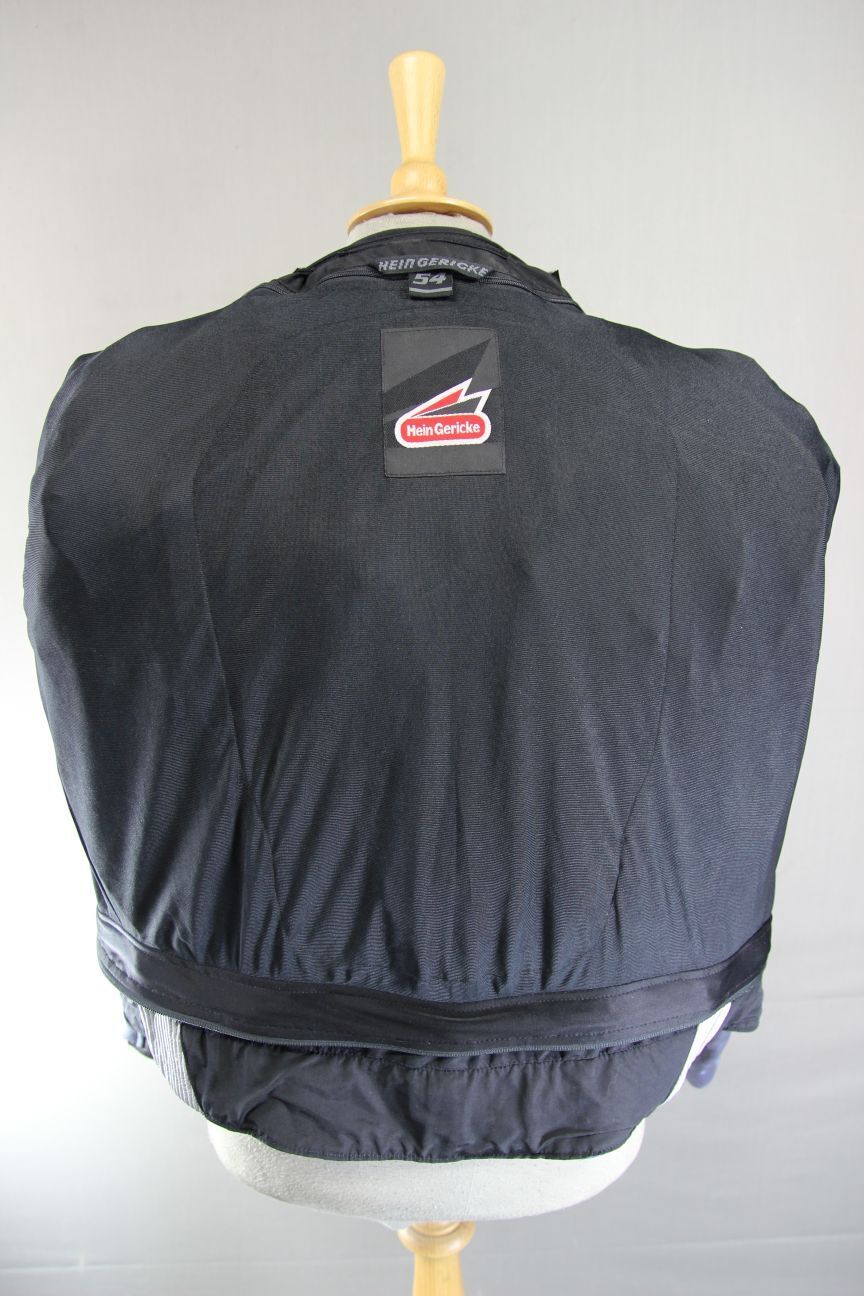 HEIN GERICKE PRO SPORTS BLUE, SILVER & BLACK LEATHER BIKER JACKET+CE ARMOUR 40IN