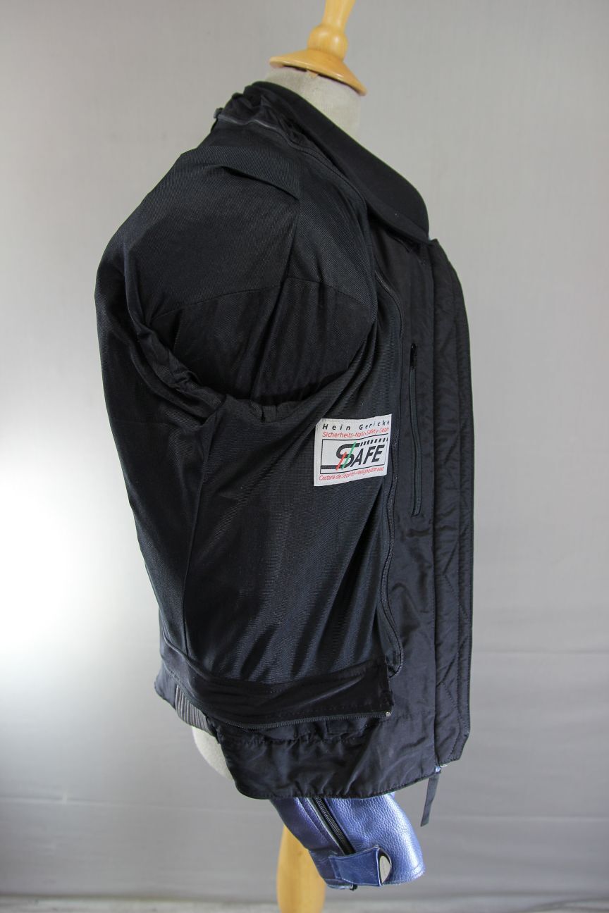 HEIN GERICKE PRO SPORTS BLUE, SILVER & BLACK LEATHER BIKER JACKET+CE ARMOUR 40IN