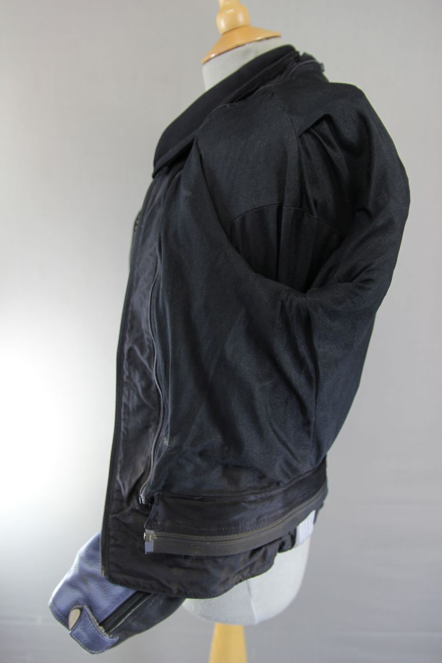 HEIN GERICKE PRO SPORTS BLUE, SILVER & BLACK LEATHER BIKER JACKET+CE ARMOUR 36IN