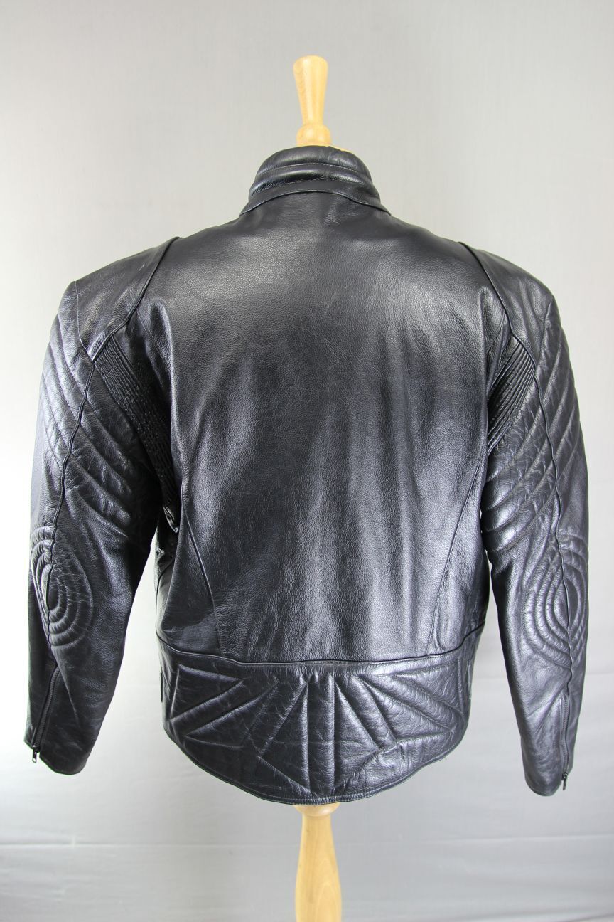 ATTRACTION BLACK LEATHER BIKER JACKET WITH REMOVABLE THERMAL LINING 42-44 INCH