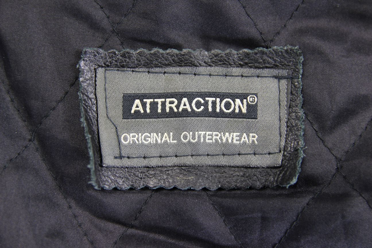 ATTRACTION BLACK LEATHER BIKER JACKET WITH REMOVABLE THERMAL LINING 42-44 INCH
