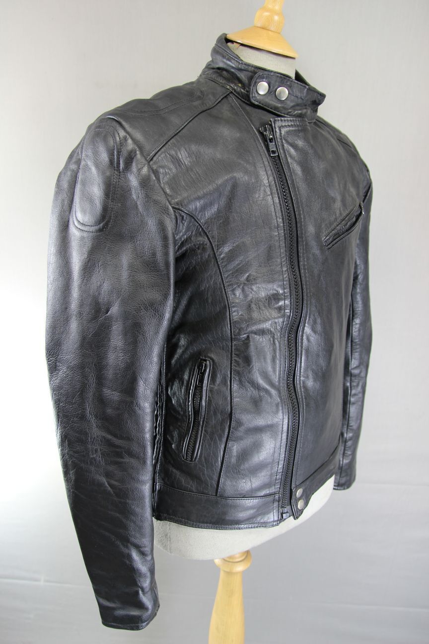 VINTAGE KETT CLASSIC BLACK COWHIDE LEATHER BIKER JACKET 36-38 INCH