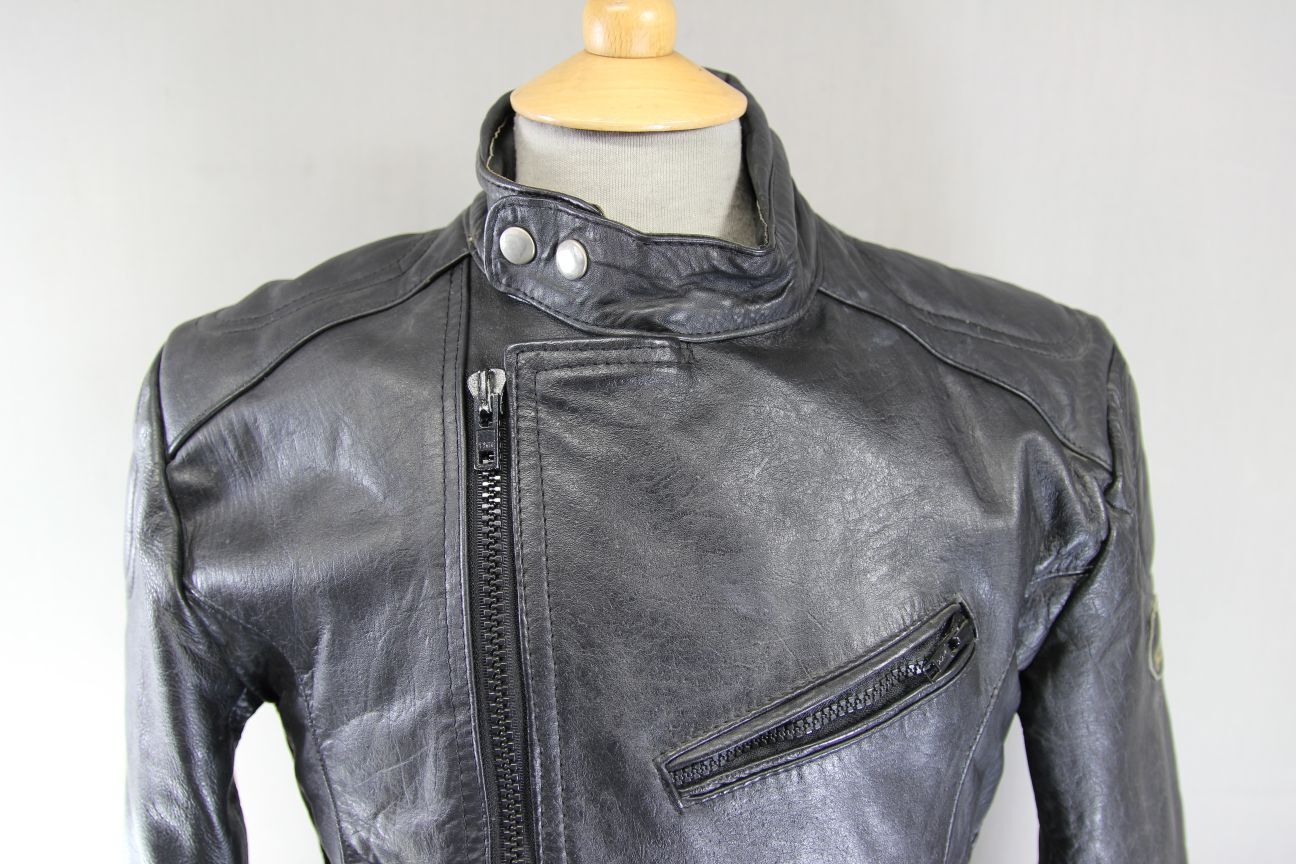 VINTAGE KETT CLASSIC BLACK COWHIDE LEATHER BIKER JACKET 36-38 INCH