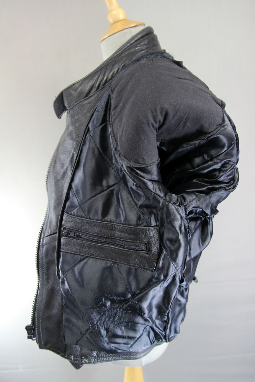 CLASSIC LAMBA BLACK LEATHER BIKER JACKET: SIZE 14/34 -36 INCH CHEST