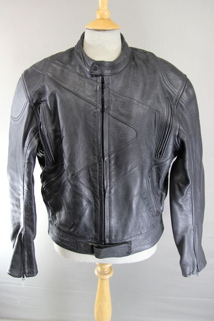 JUST BIKERS 'MAGNUM' CLASSIC BLACK LEATHER JACKET 44 INCH