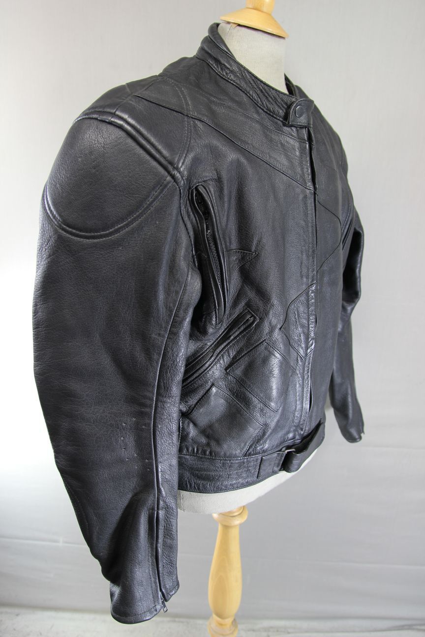 JUST BIKERS 'MAGNUM' CLASSIC BLACK LEATHER JACKET 44 INCH