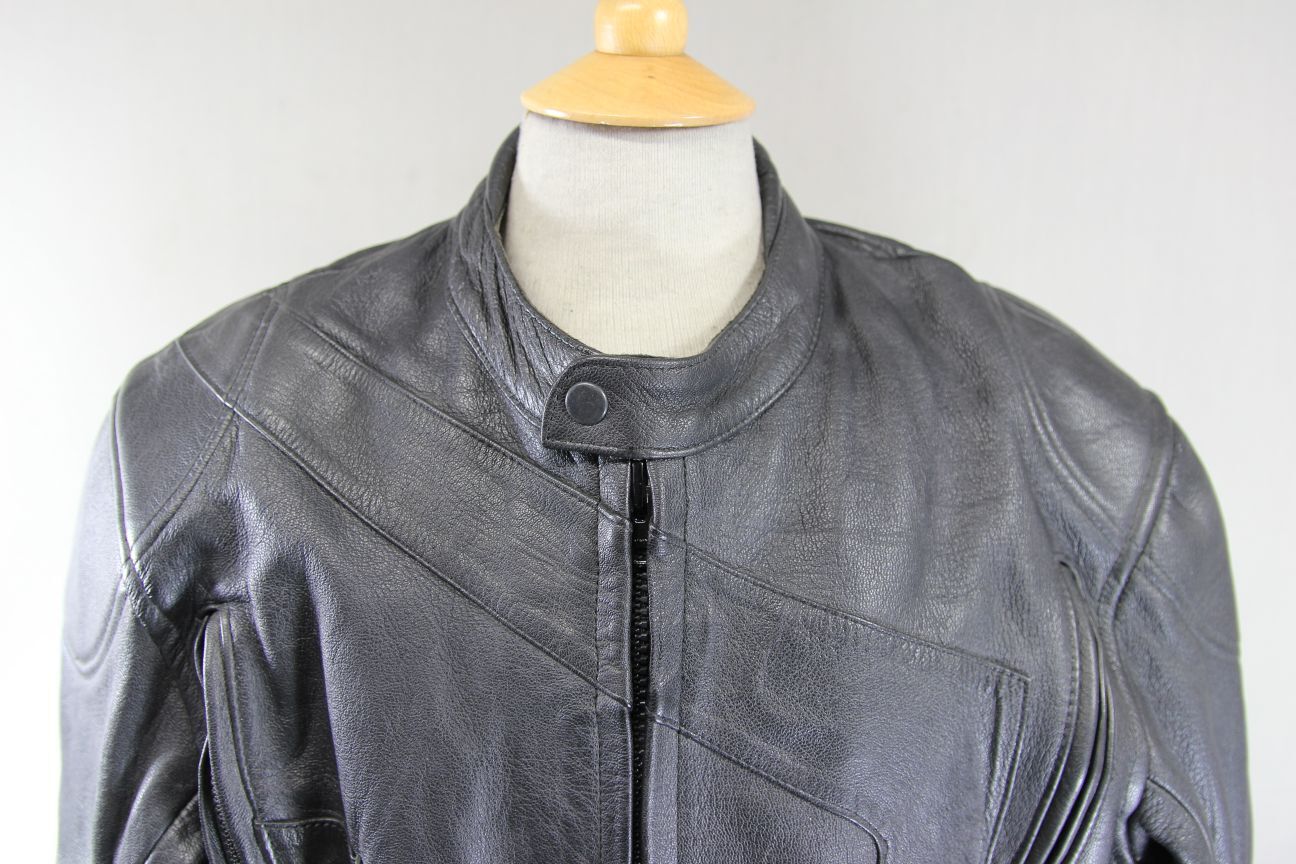 JUST BIKERS 'MAGNUM' CLASSIC BLACK LEATHER JACKET 44 INCH