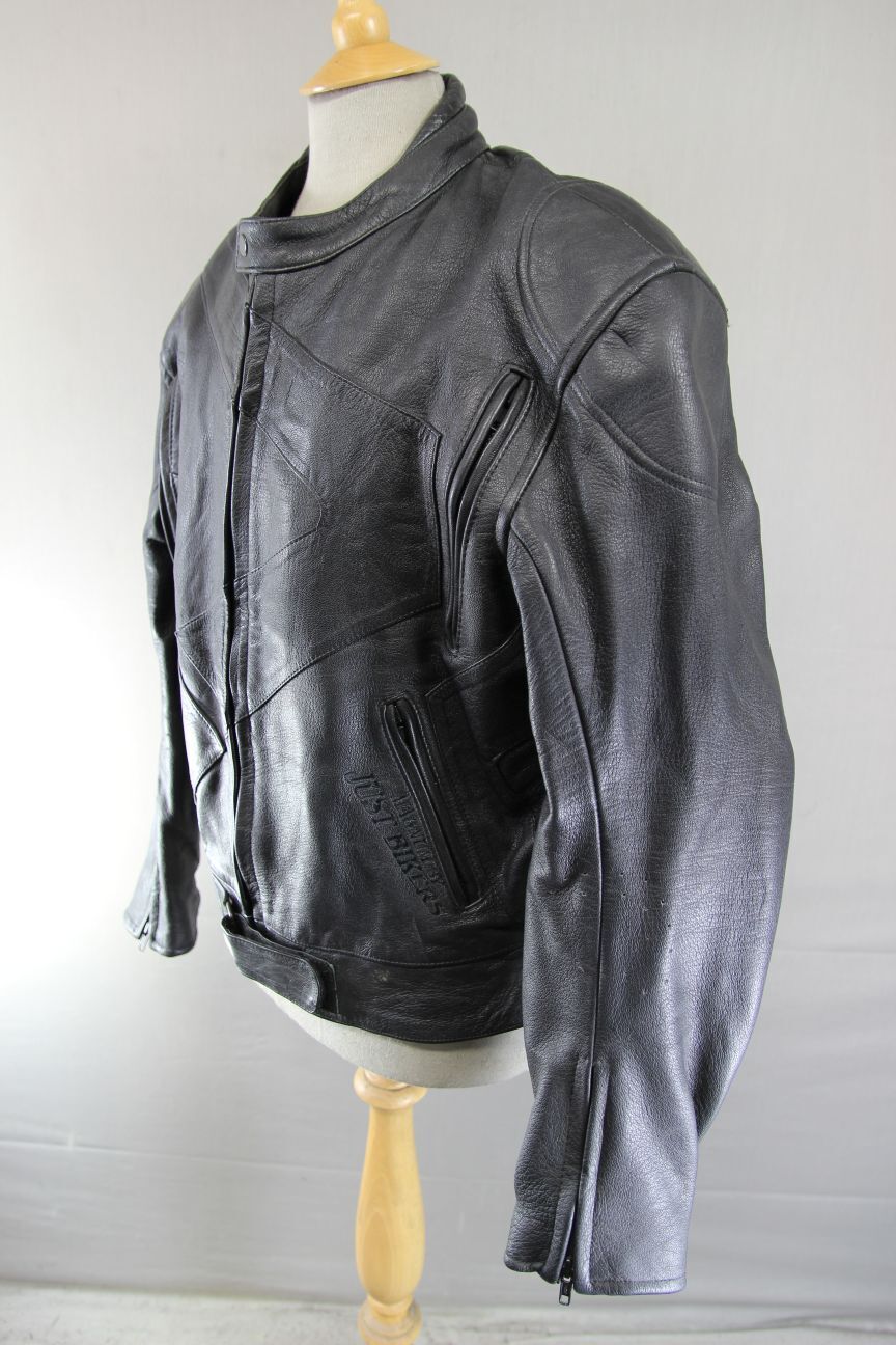 JUST BIKERS 'MAGNUM' CLASSIC BLACK LEATHER JACKET 44 INCH
