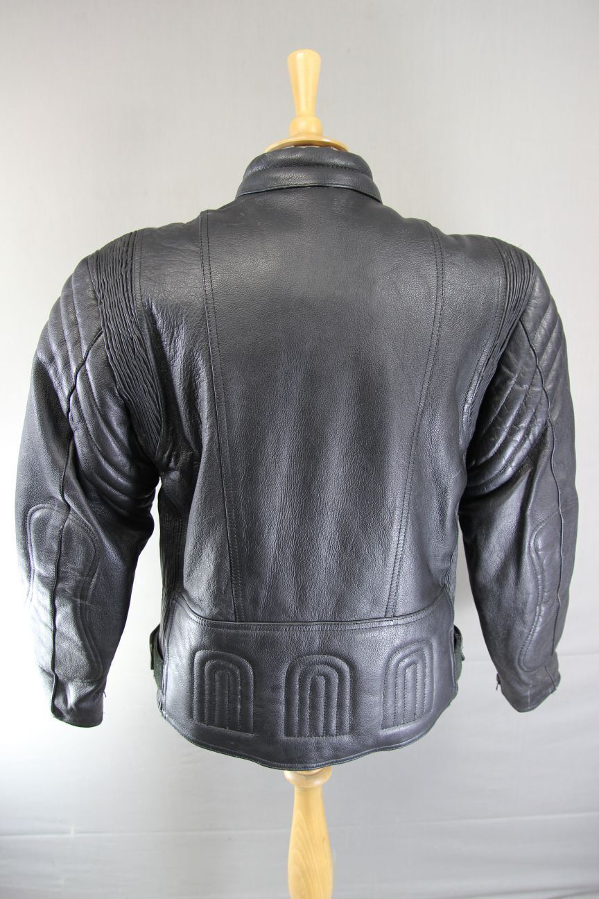 CLASSIC BIKER'S GEARBOX BLACK COWHIDE LEATHER BIKER JACKET 40-42 INCH