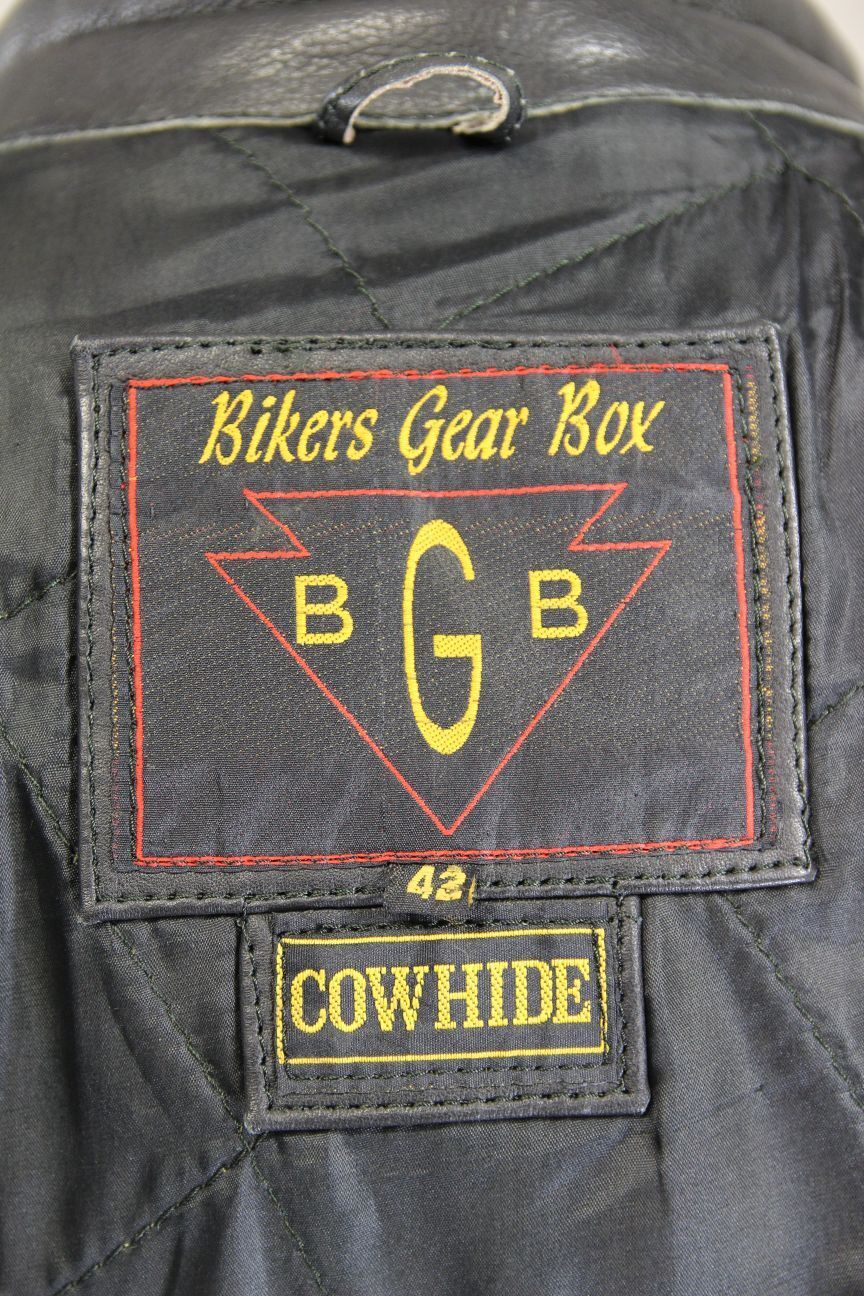 CLASSIC BIKER'S GEARBOX BLACK COWHIDE LEATHER BIKER JACKET 40-42 INCH
