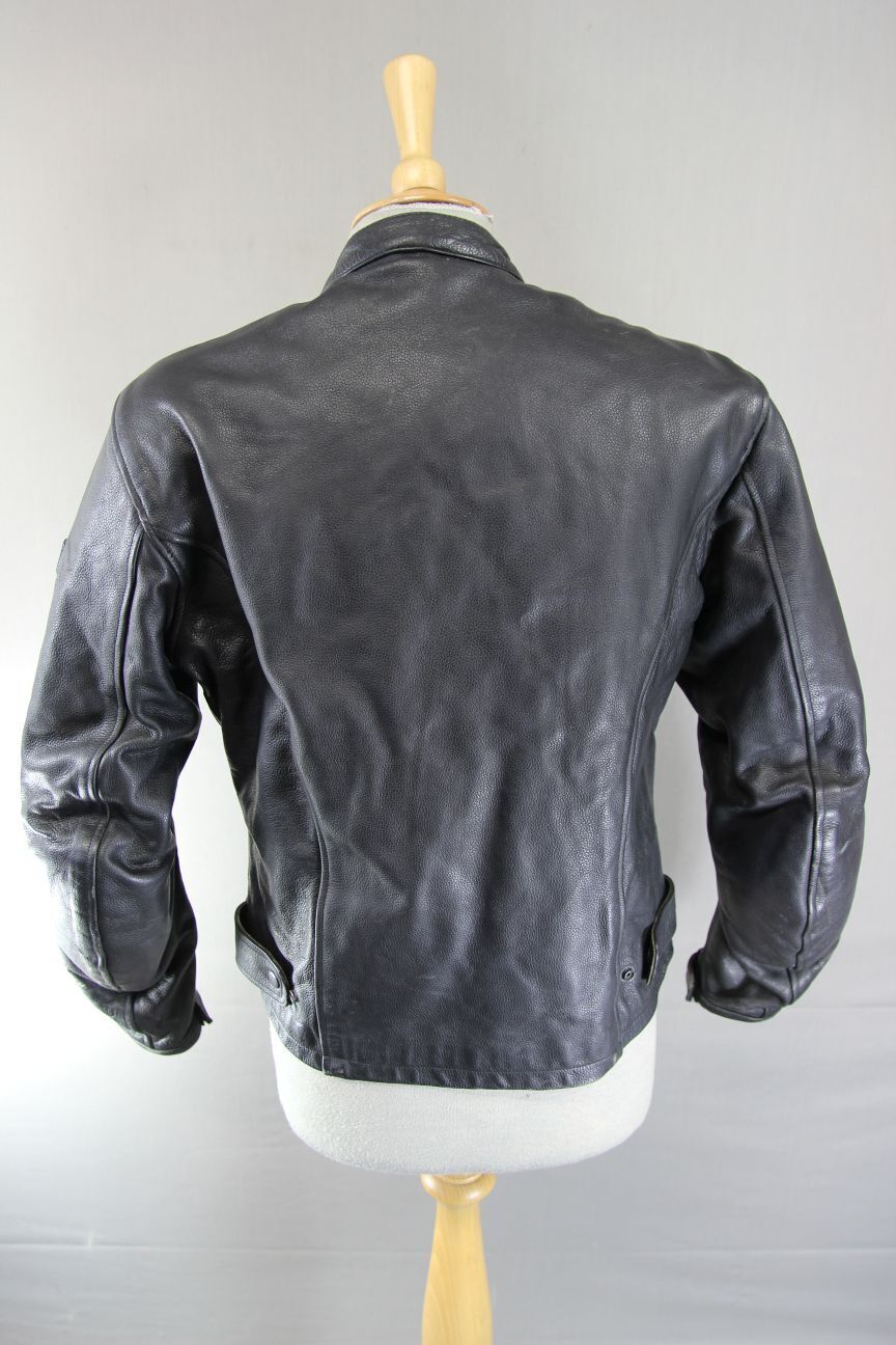 EXERO BLACK LEATHER BIKER JACKET WITH CE ARMOUR & THERMAL LINING: SIZE 16