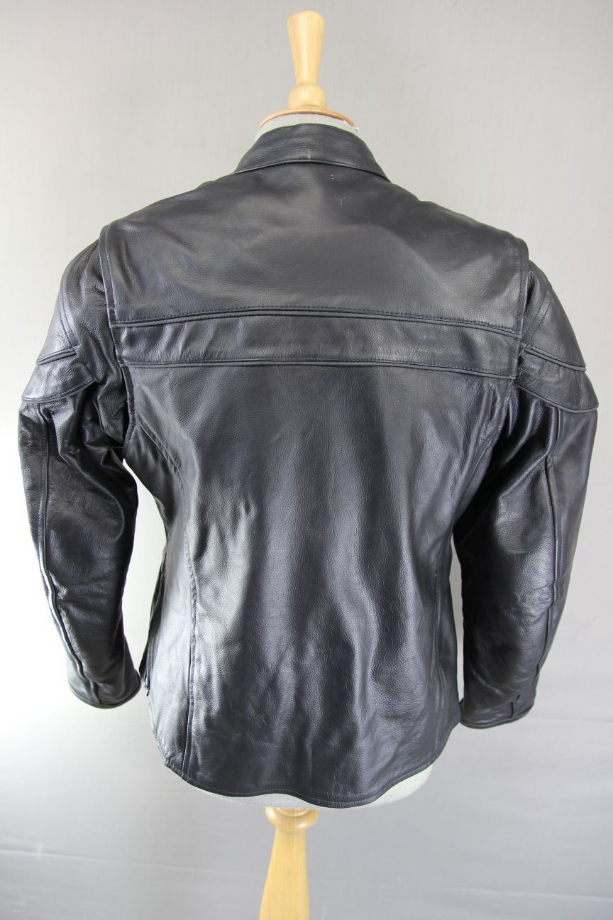 SUPERB BIKERS GEAR BLACK LEATHER JACKET WITH CE ARMOUR & THERMAL LINING: SIZE 16