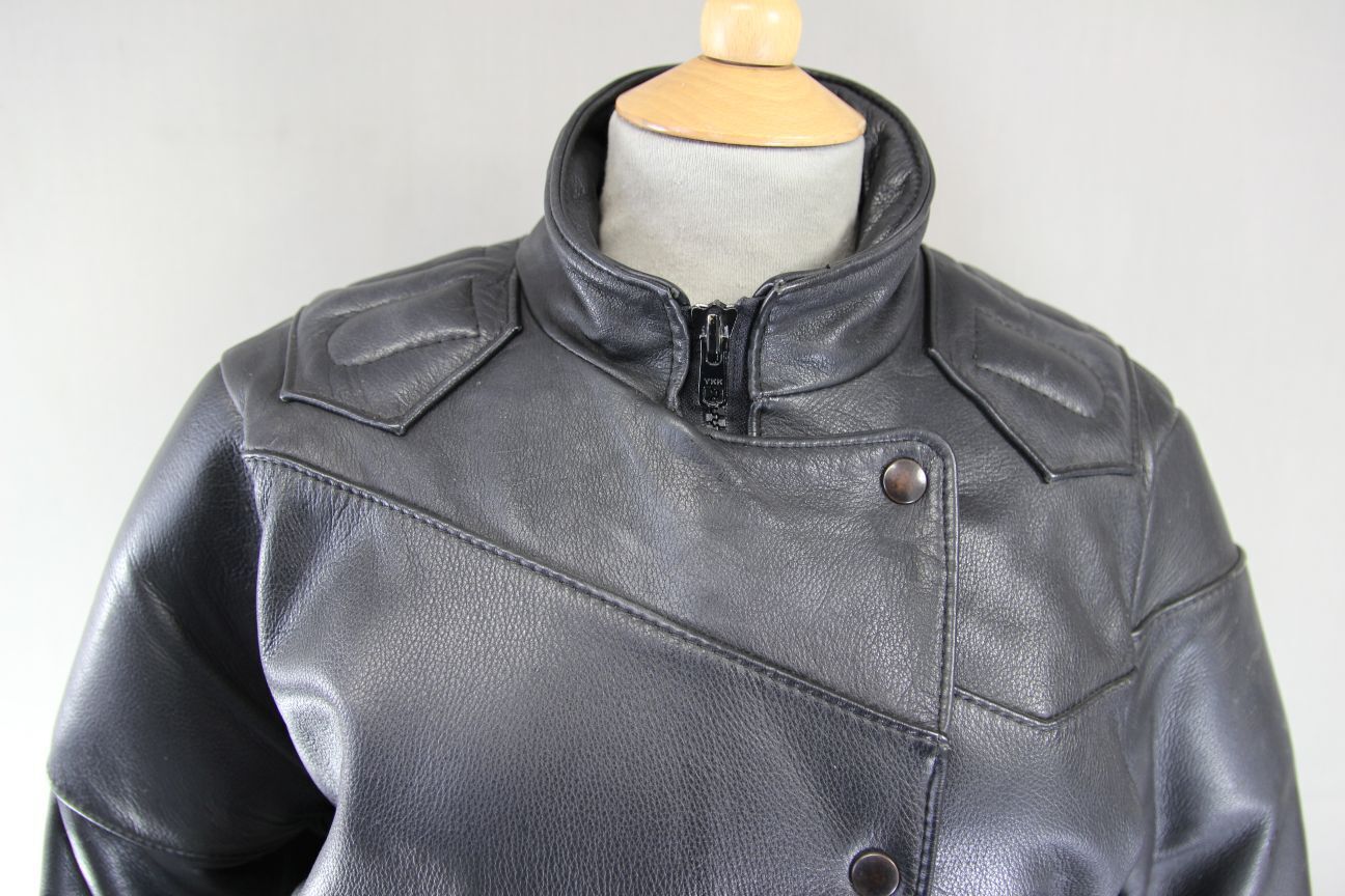 CLASSIC BRITISH MADE BLACK SCOTT LEATHER BIKER JACKET SIZE 14/36 INCH