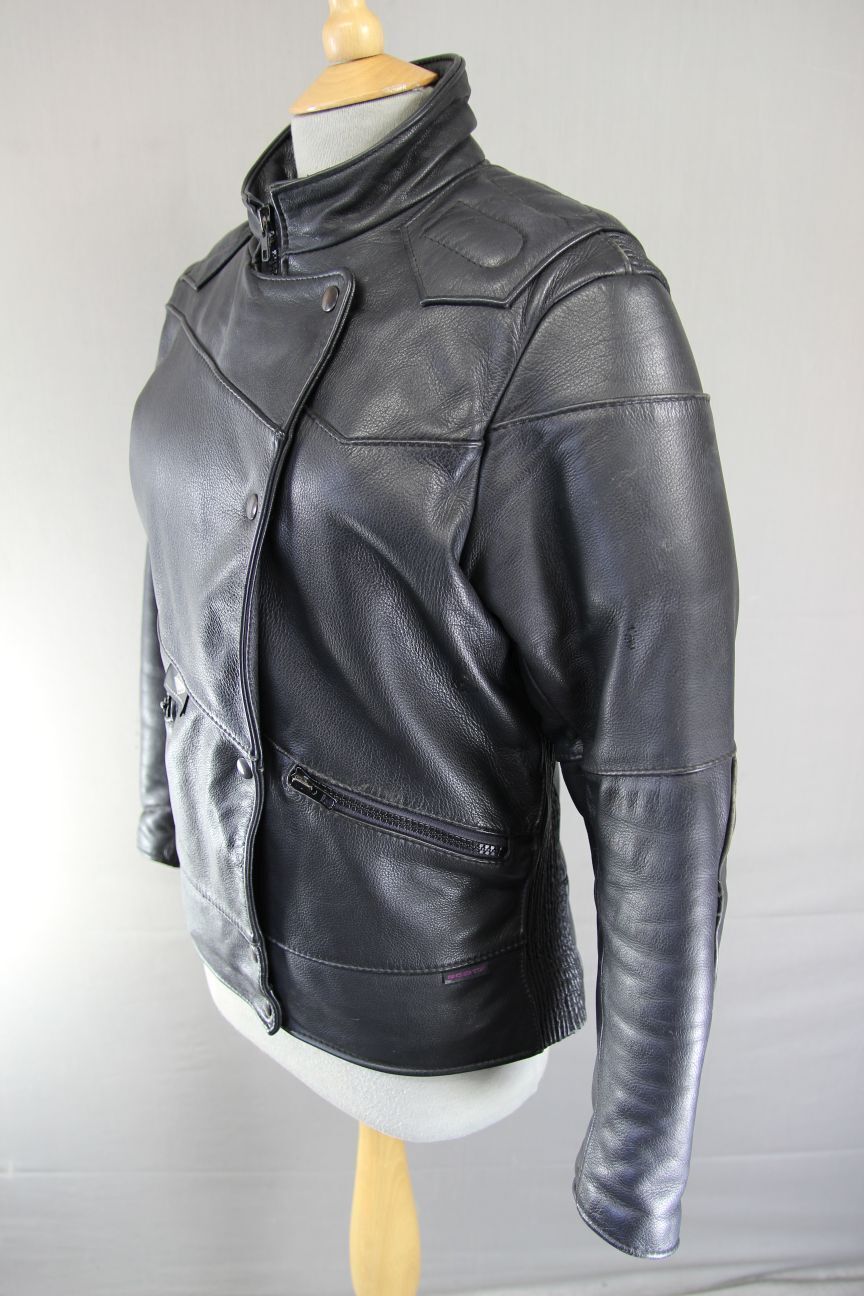 CLASSIC BRITISH MADE BLACK SCOTT LEATHER BIKER JACKET SIZE 14/36 INCH