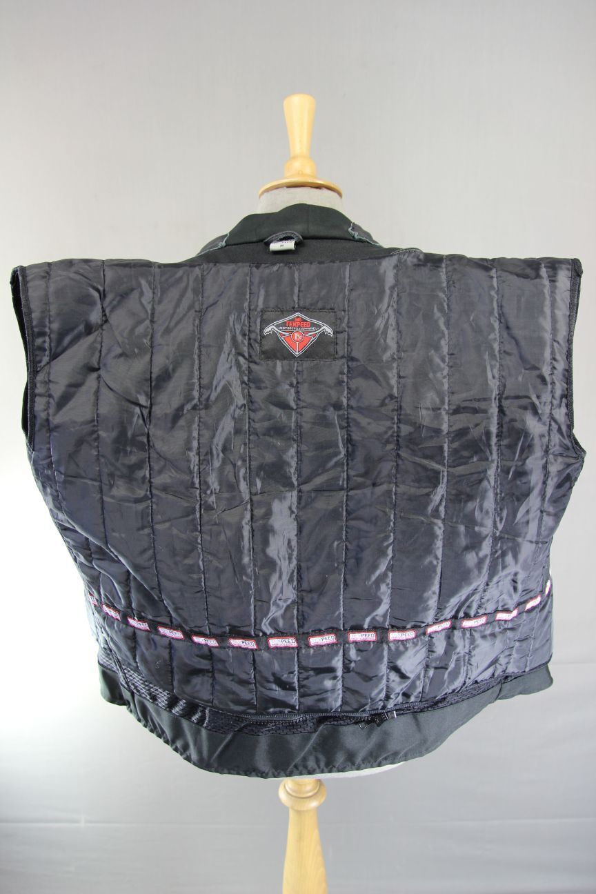 TEXPEED BLACK & RED LEATHER BIKER JACKET WITH CE ARMOUR & THERMAL LINING 40"/MED