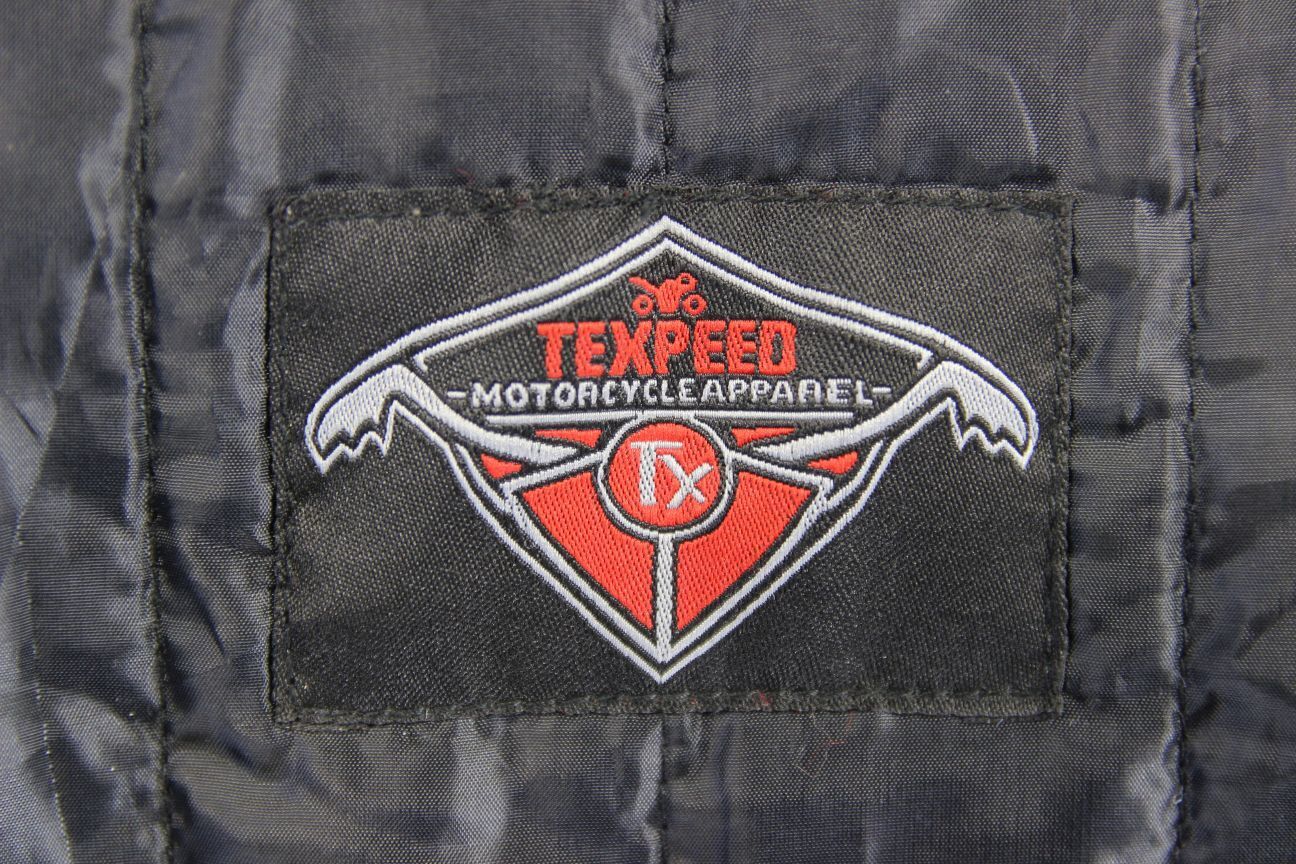 TEXPEED BLACK & RED LEATHER BIKER JACKET WITH CE ARMOUR & THERMAL LINING 40"/MED