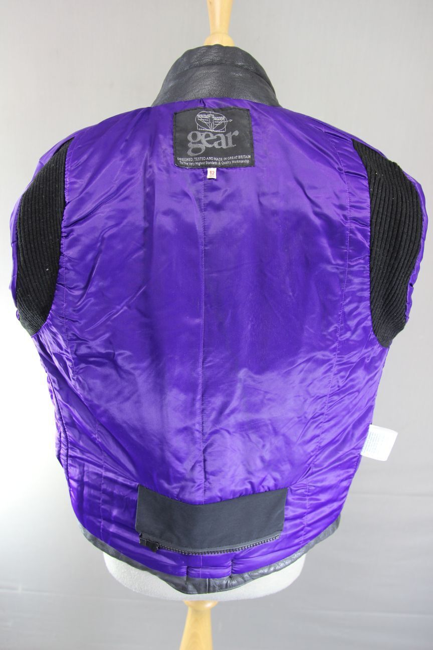 BRITISH MADE GEAR CLASSIC BLACK LEATHER BIKER JACKET: SIZE 12