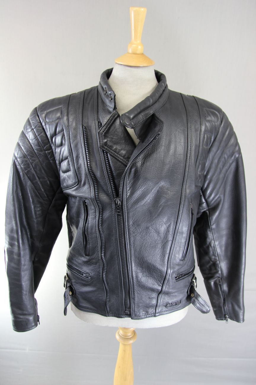 CLASSIC SPORTEX C4 BLACK LEATHER BIKER JACKET 42-44 INCH