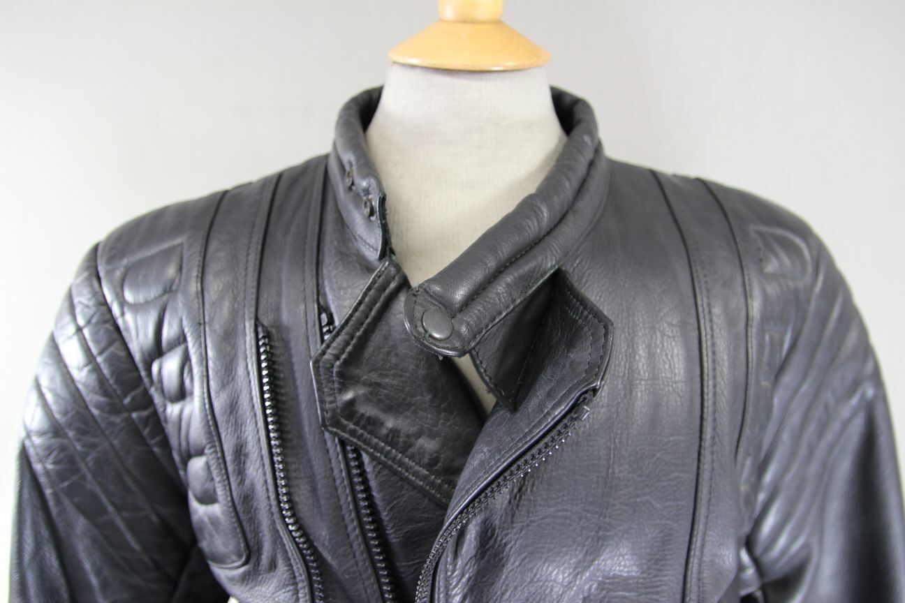 CLASSIC SPORTEX C4 BLACK LEATHER BIKER JACKET 42-44 INCH