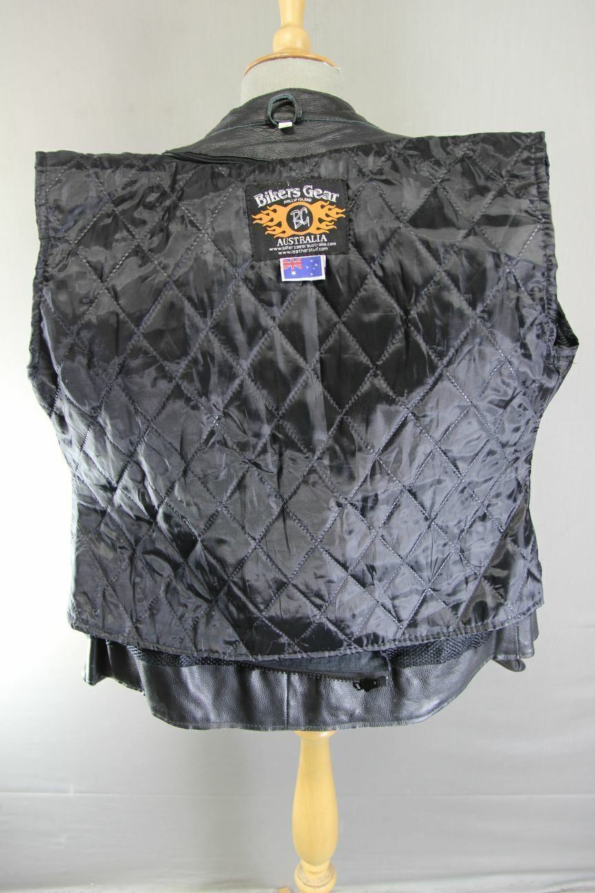 BIKER'S GEAR BLACK LEATHER JACKET WITH CE ARMOUR & THERMAL LINING: SIZE 16