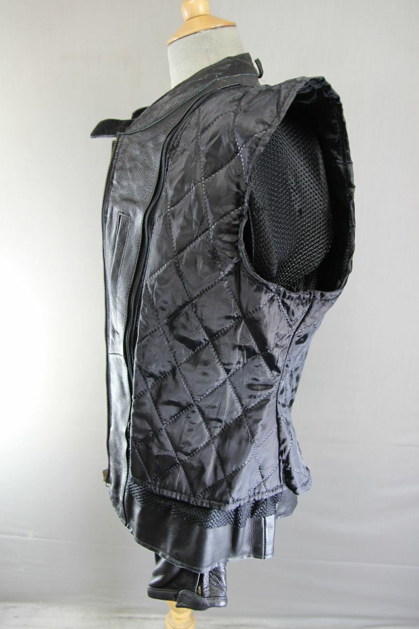 BIKER'S GEAR BLACK LEATHER JACKET WITH CE ARMOUR & THERMAL LINING: SIZE 16