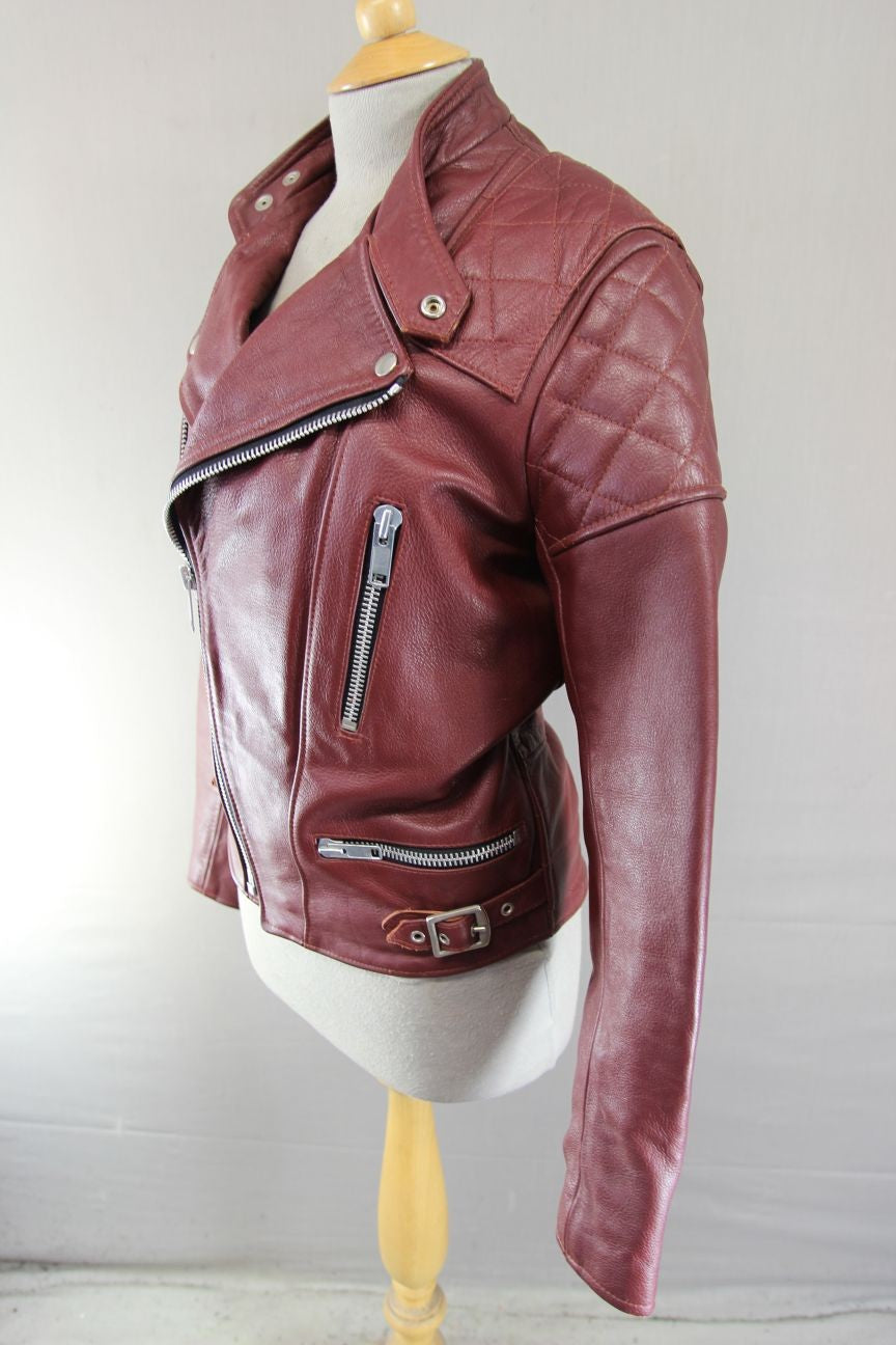 VNTG 70s WOLF LEATHERS REDDISH BROWN PUNK ROCK/MARLON BRANDO BIKER JACKET 36-38"