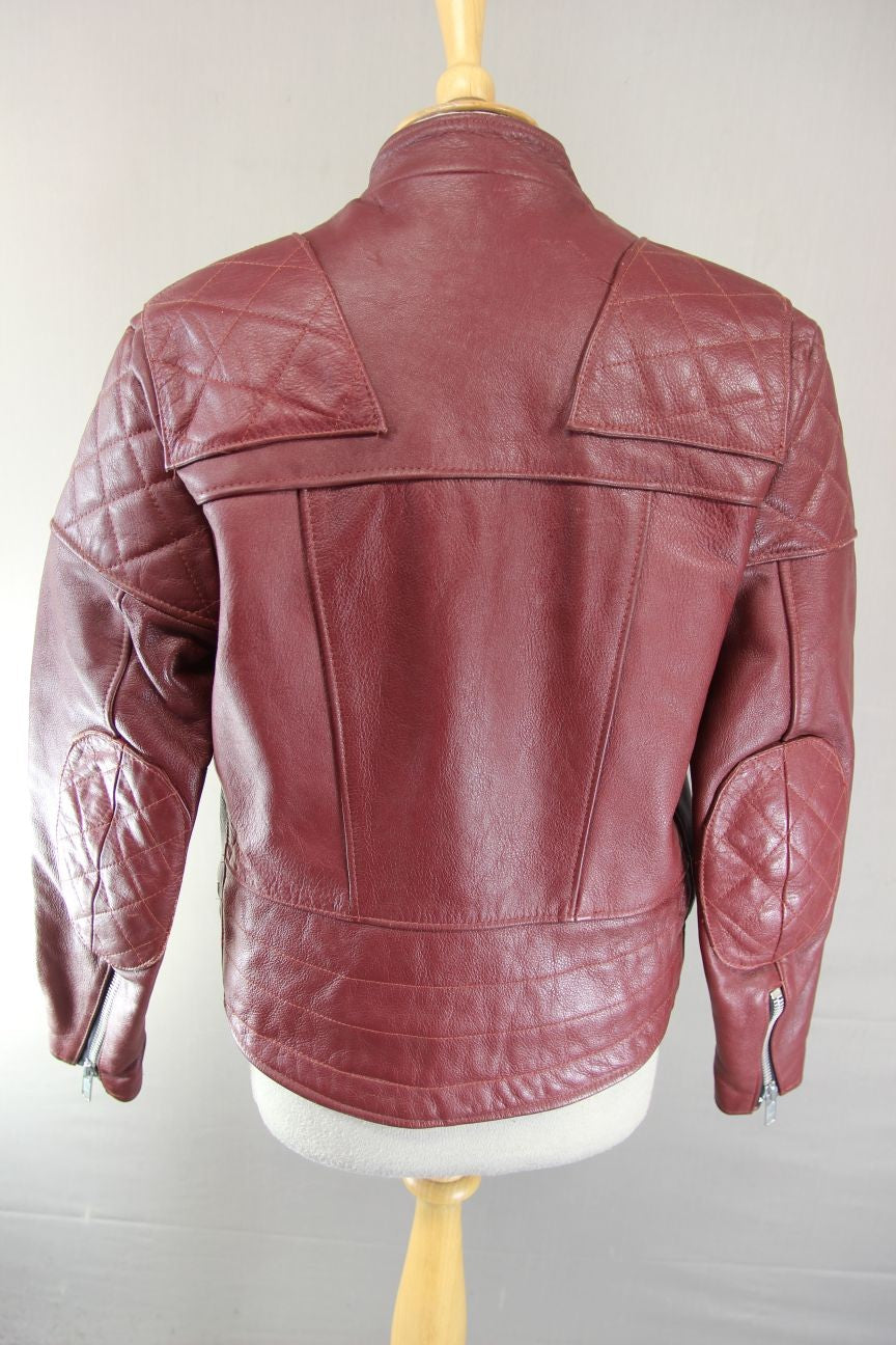 VNTG 70s WOLF LEATHERS REDDISH BROWN PUNK ROCK/MARLON BRANDO BIKER JACKET 36-38"
