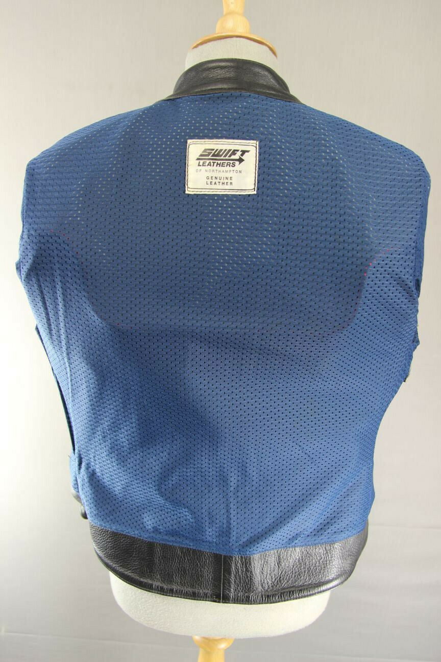 VINTAGE BRITISH MADE GREY & BLACK SWIFT LEATHERS LADIES CAFE RACER JACKET 34 IN