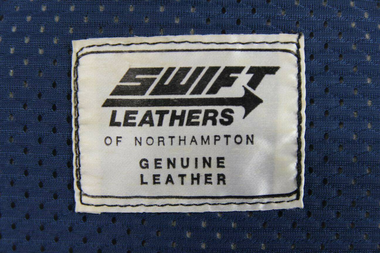 VINTAGE BRITISH MADE GREY & BLACK SWIFT LEATHERS LADIES CAFE RACER JACKET 34 IN