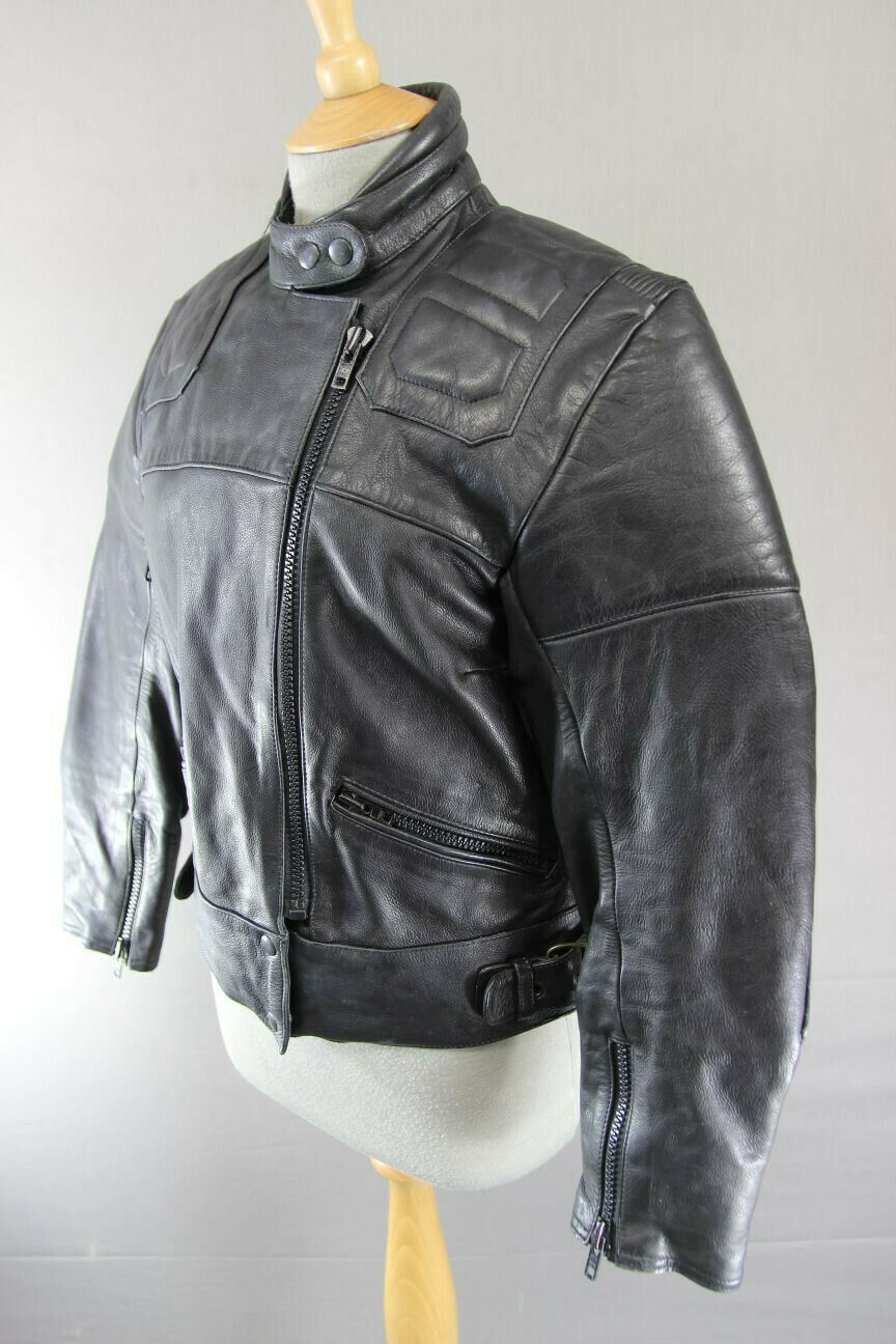 SPORTEX MAXX LADIES CLASSIC BLACK LEATHER BIKER JACKET 34 INCH