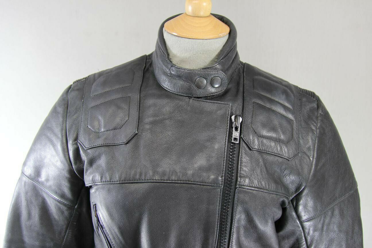 SPORTEX MAXX LADIES CLASSIC BLACK LEATHER BIKER JACKET 34 INCH