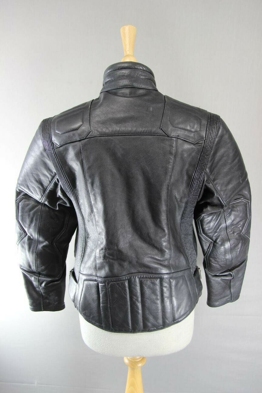 SPORTEX MAXX LADIES CLASSIC BLACK LEATHER BIKER JACKET 34 INCH
