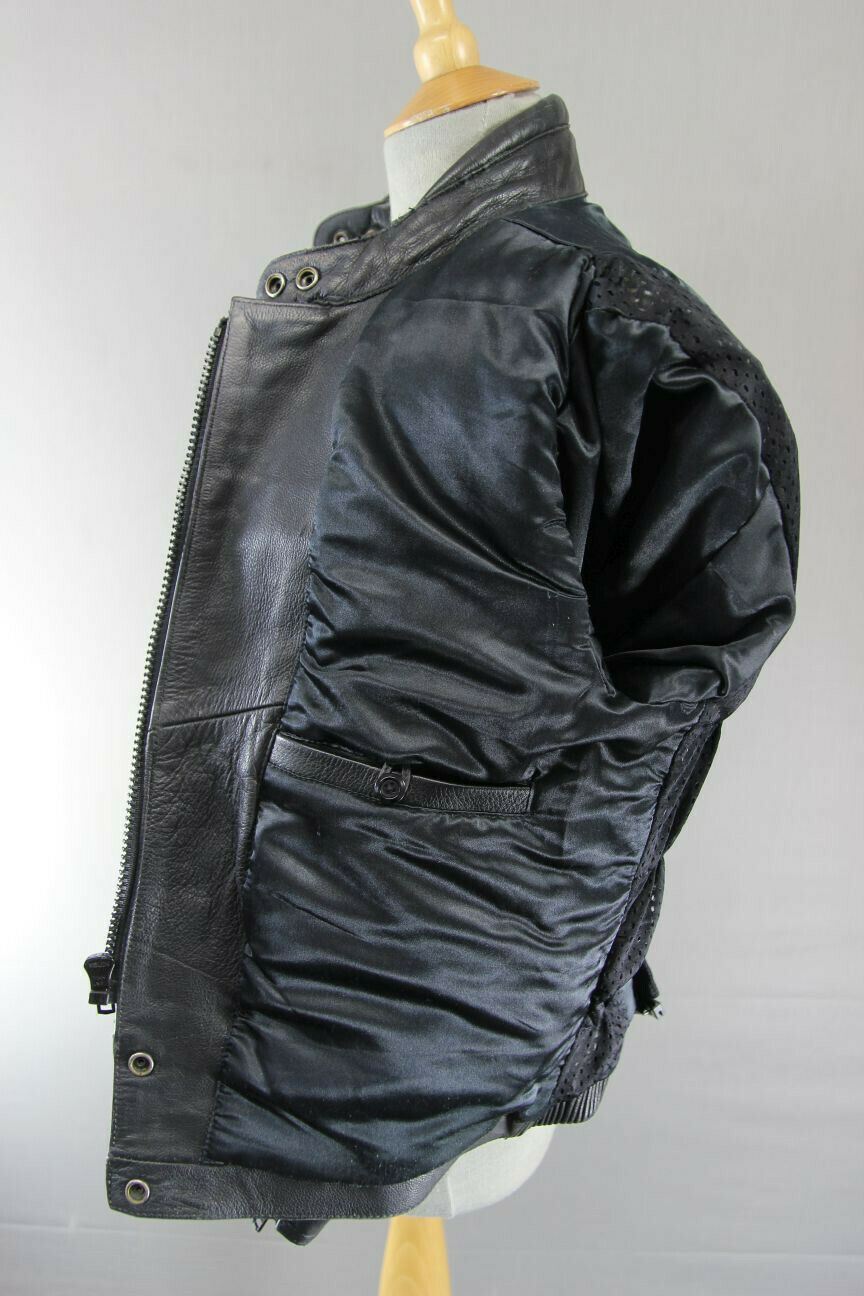 SPORTEX MAXX LADIES CLASSIC BLACK LEATHER BIKER JACKET 34 INCH