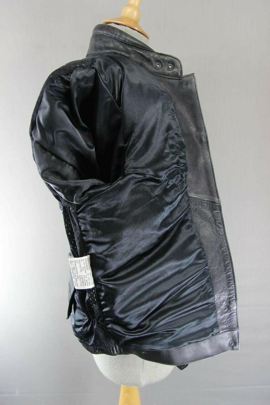 SPORTEX MAXX LADIES CLASSIC BLACK LEATHER BIKER JACKET 34 INCH