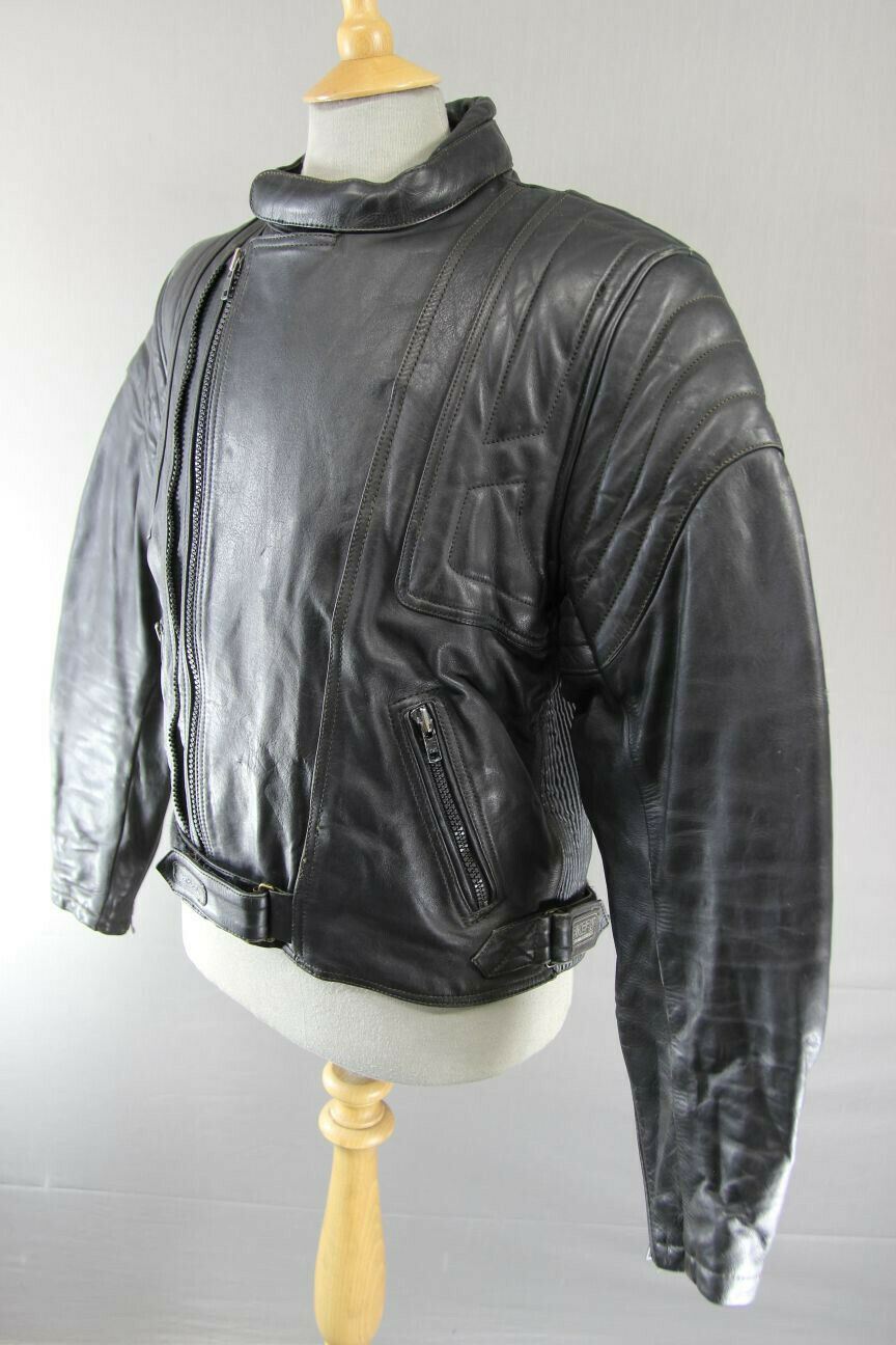 BRITISH MADE BIKER'S PARADISE CLASSIC BLACK COWHIDE LEATHER BIKER JACKET 40 INCH