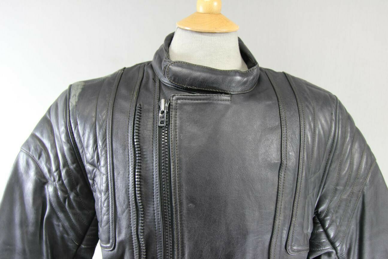 BRITISH MADE BIKER'S PARADISE CLASSIC BLACK COWHIDE LEATHER BIKER JACKET 40 INCH