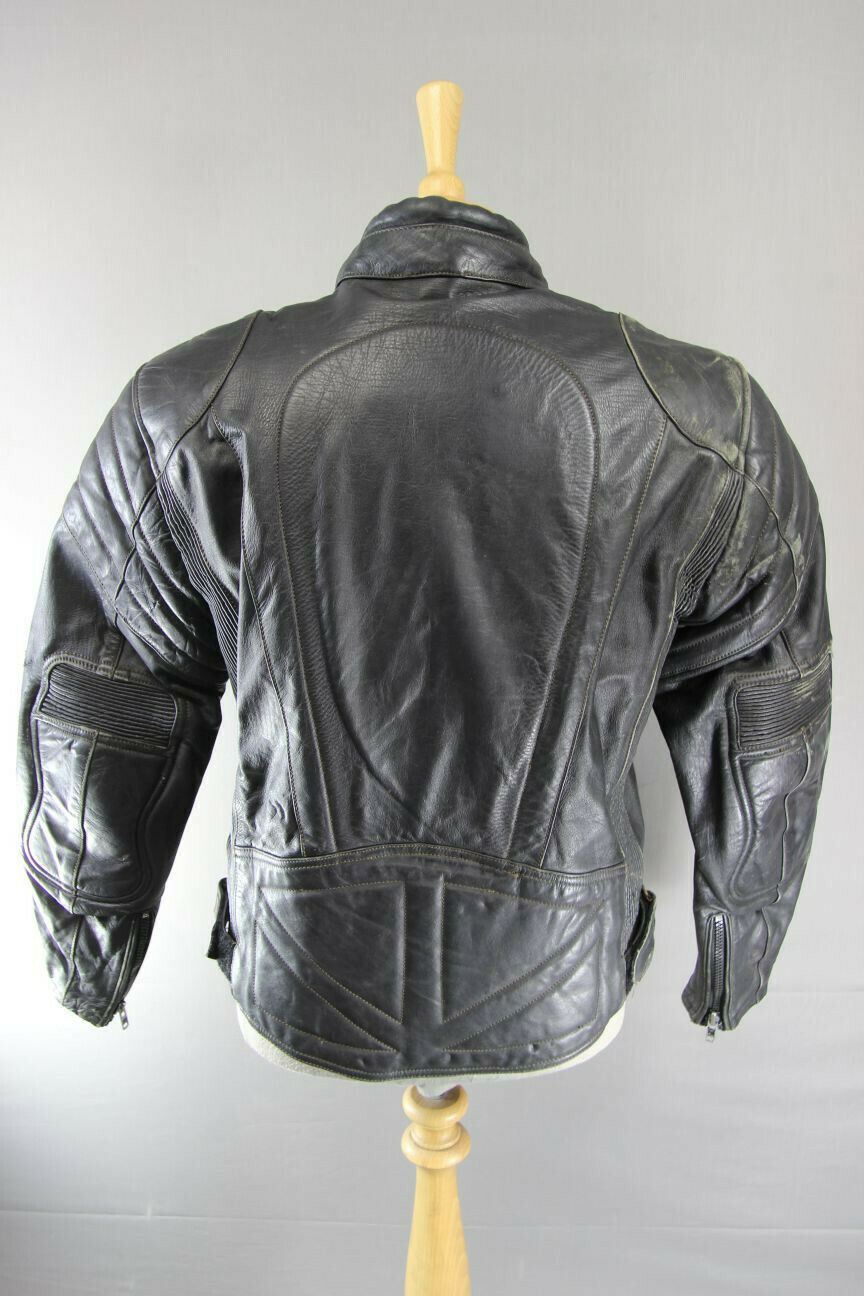 BRITISH MADE BIKER'S PARADISE CLASSIC BLACK COWHIDE LEATHER BIKER JACKET 40 INCH
