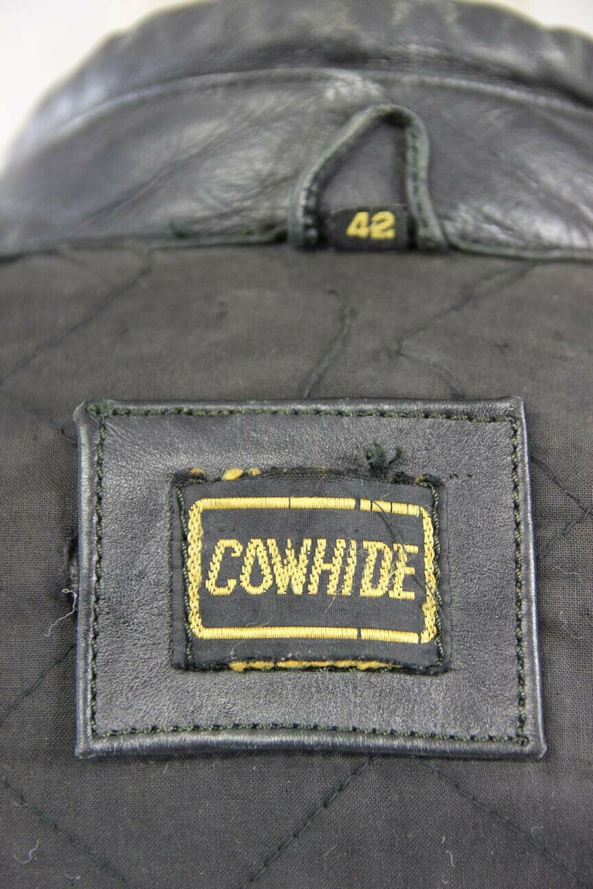 BRITISH MADE BIKER'S PARADISE CLASSIC BLACK COWHIDE LEATHER BIKER JACKET 40 INCH