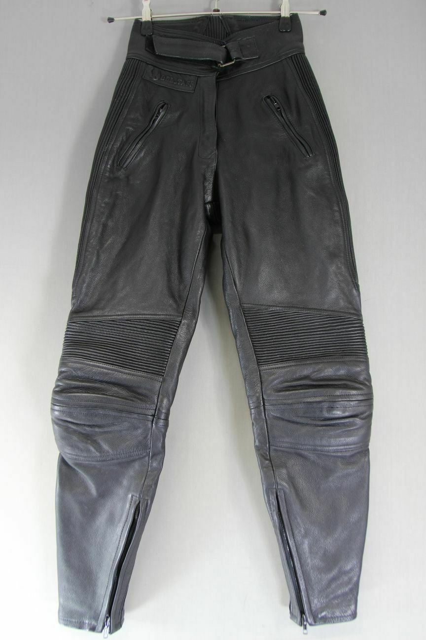 BELSTAFF BLACK LEATHER BIKER TROUSERS SIZE 12: WAIST 24 INCHES/LEG 30 INCHES