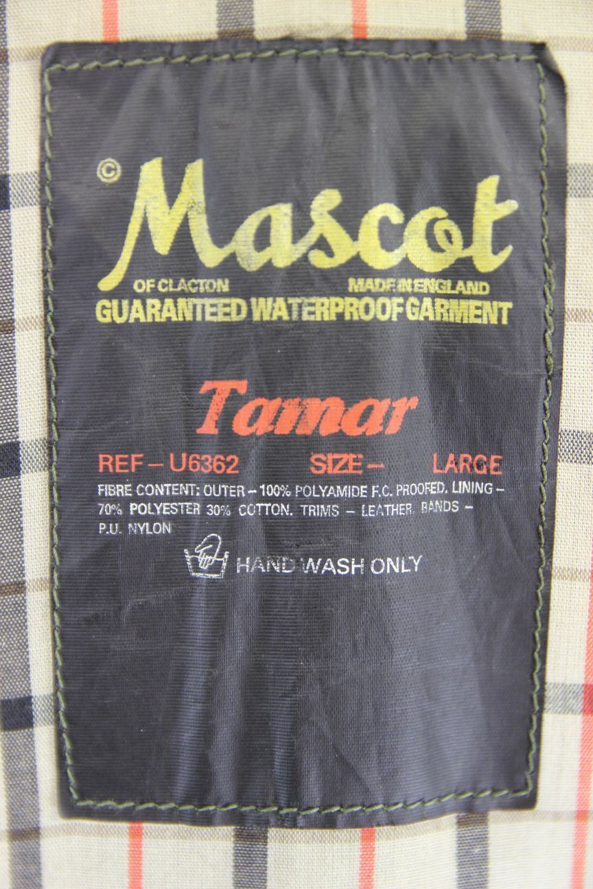 MASCOT 'TAMAR' BRITISH MADE LEATHER TRIMMED GREEN WATERPROOF COAT LARGE/44 INCH