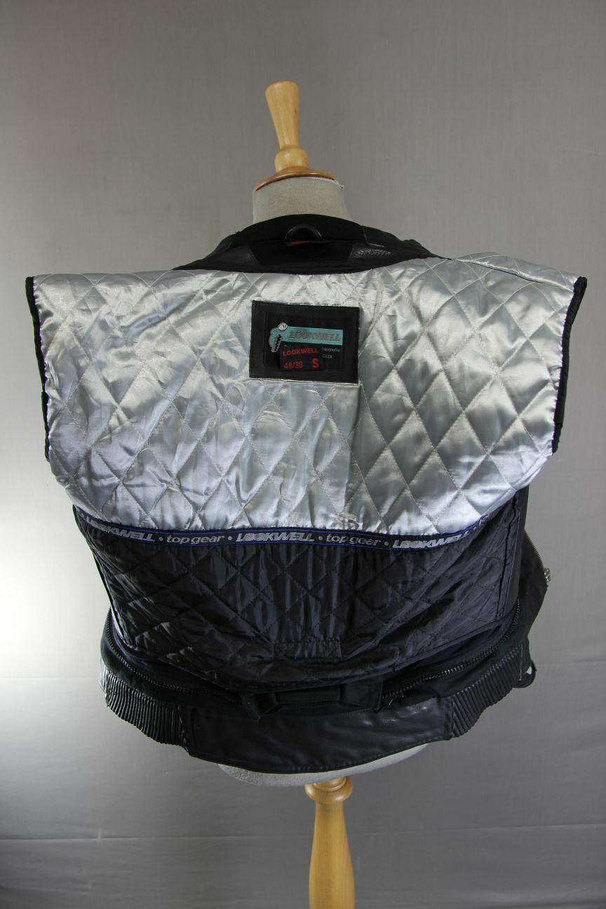 LOOKWELL BLACK & SILVER LEATHER BIKER JACKET WITH CE ARMOUR & THERMAL LINING 38"