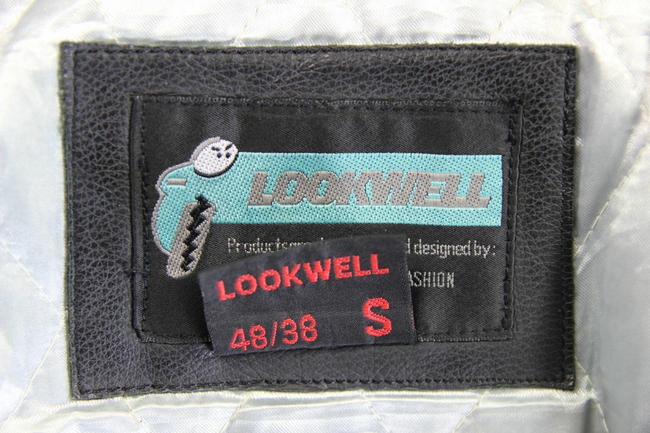 LOOKWELL BLACK & SILVER LEATHER BIKER JACKET WITH CE ARMOUR & THERMAL LINING 38"