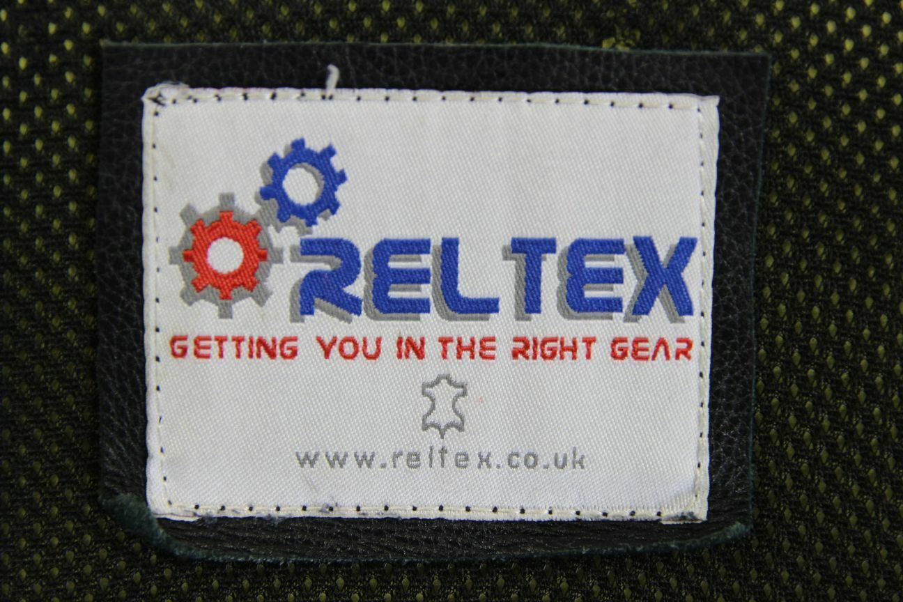 RELTEX BLACK, GREY, WHITE & SILVER LEATHER BIKER JACKET WITH CE ARMOUR 42 INCH