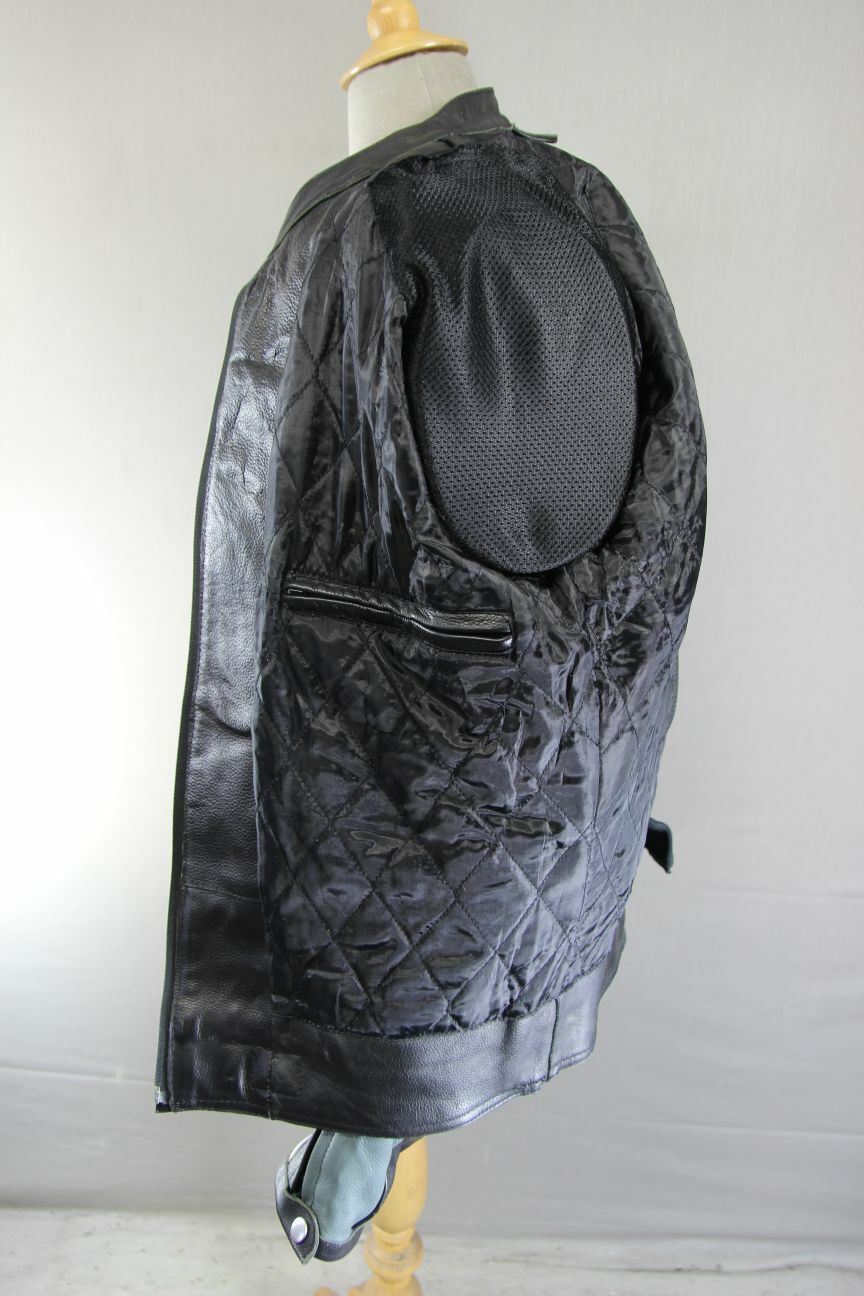 RELTEX BLACK, GREY, WHITE & SILVER LEATHER BIKER JACKET WITH CE ARMOUR 42 INCH