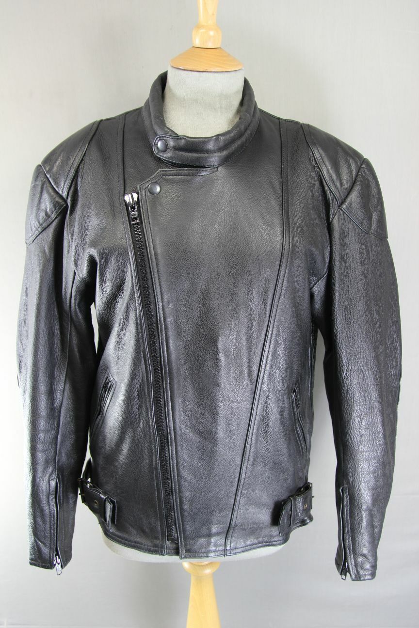 DYNAMIC LEATHERS CLASSIC BLACK BIKER JACKET 38 INCH