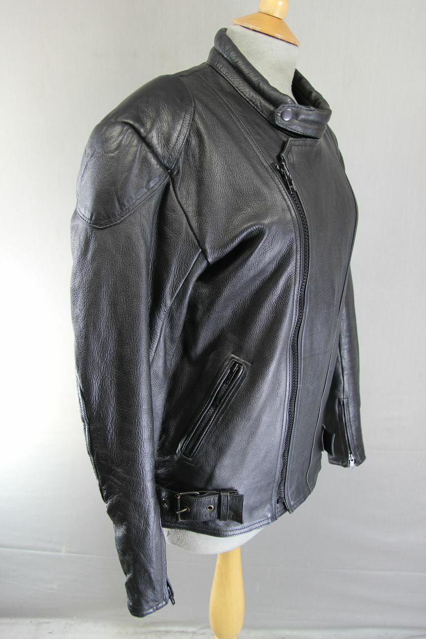 DYNAMIC LEATHERS CLASSIC BLACK BIKER JACKET 38 INCH