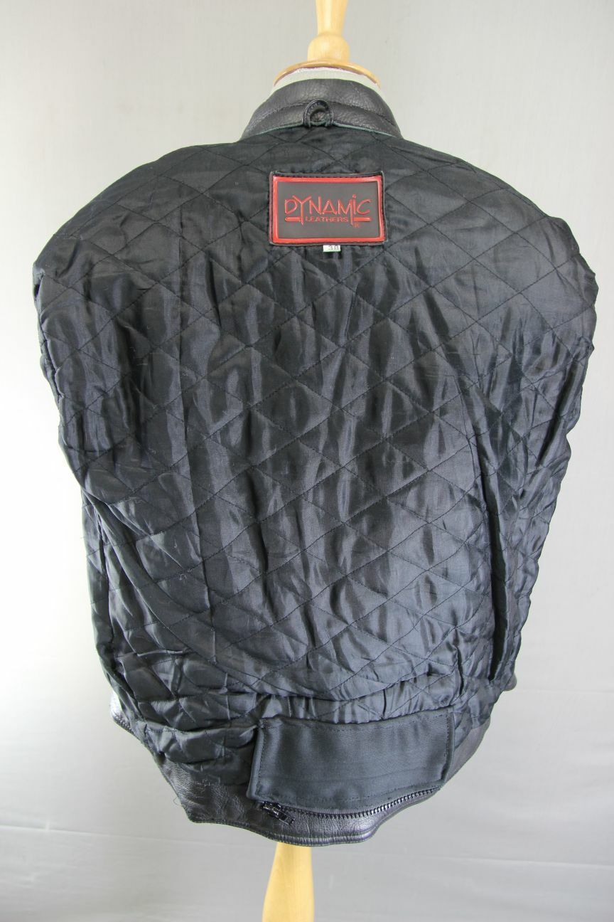 DYNAMIC LEATHERS CLASSIC BLACK BIKER JACKET 38 INCH