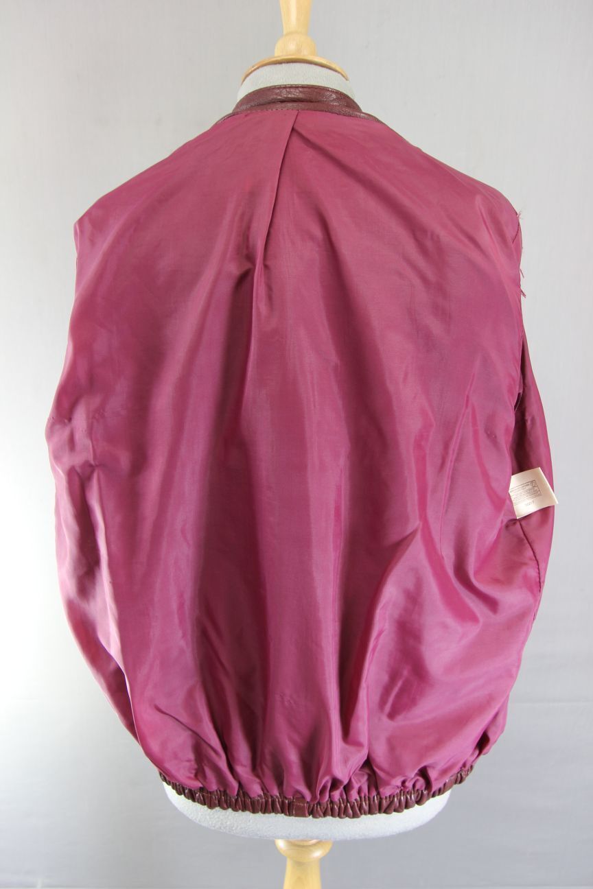 VINTAGE 1970'S BRITISH MADE C&A RED/BROWN CLASSIC LEATHER JACKET: SIZE 16/40 IN